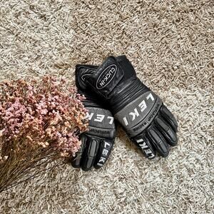 Vintage Leki Gore-Tex Leather Black Ski Gloves Men’s Size M